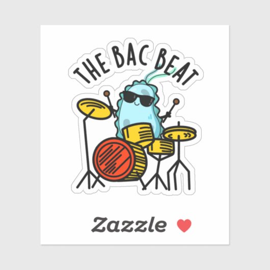 Bac Beat Funny Drummer Bacteria Pun Sticker (Vel)