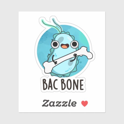 Bac Bone Funny Bacteria Pun Sticker (Vel)