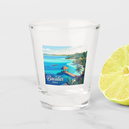 Bacalar-lagune Mexico Shot Glas (Voorkant)