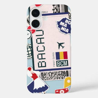 Bacău Roemenië Boarding Pass iPhone 16 Hoesje