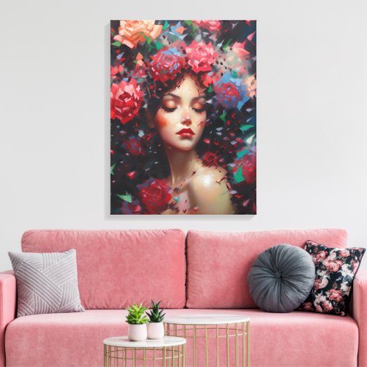 Baccara-Roos Canvas Afdruk (Insitu (Woonkamer))