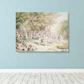 Bacchanalia (pen, inkt en w/c) canvas afdruk (Insitu (Houten vloer))