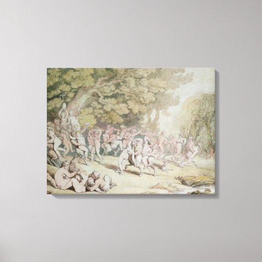 Bacchanalia (pen, inkt en w/c) canvas afdruk (Voorkant)