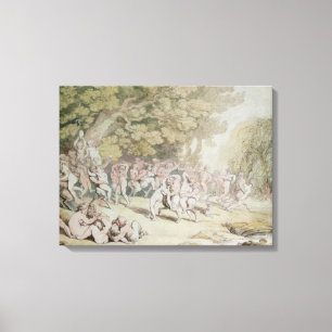Bacchanalia (pen, inkt en w/c) canvas afdruk