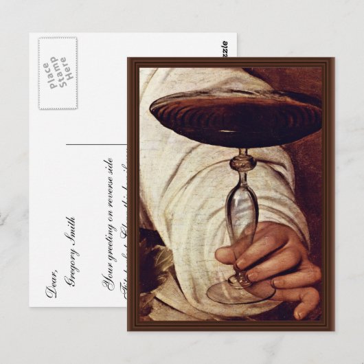 Bacchus, Detail van Michelangelo Merisi da Caravag Briefkaart (Voorkant / Achterkant)