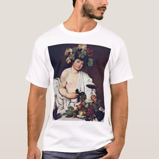 Bacchus door Michelangelo Merisi da Caravaggio T-shirt (Voorkant)