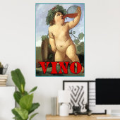 Bacchus drink wijn, VINO Poster (Thuiskantoor)