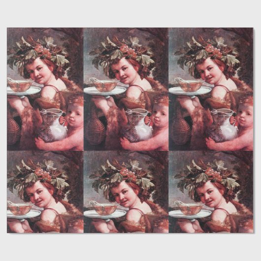 BACCHUS, DRUIVEN EN WIJN VAN ROOS CADEAUPAPIER (Vlak)
