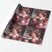 BACCHUS, DRUIVEN EN WIJN VAN ROOS CADEAUPAPIER (Uitgerold)