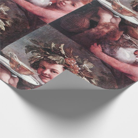 BACCHUS, DRUIVEN EN WIJN VAN ROOS CADEAUPAPIER (Hoek)