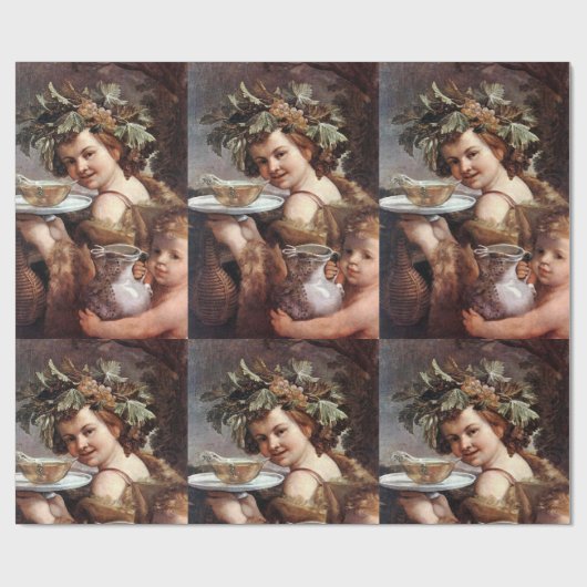 BACCHUS, DRUIVEN EN WITTE WIJN CADEAUPAPIER (Vlak)