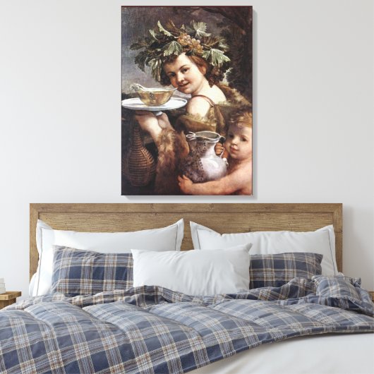 BACCHUS, DRUIVEN EN WITTE WIJN CANVAS AFDRUK (Insitu (Slaapkamer))