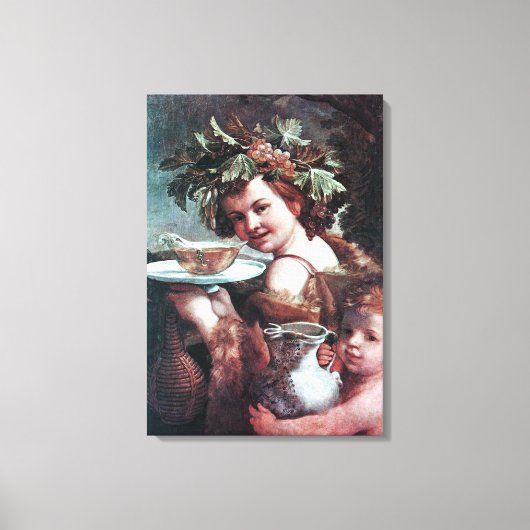BACCHUS, DRUIVEN EN WITTE WIJN CANVAS AFDRUK (Voorkant)