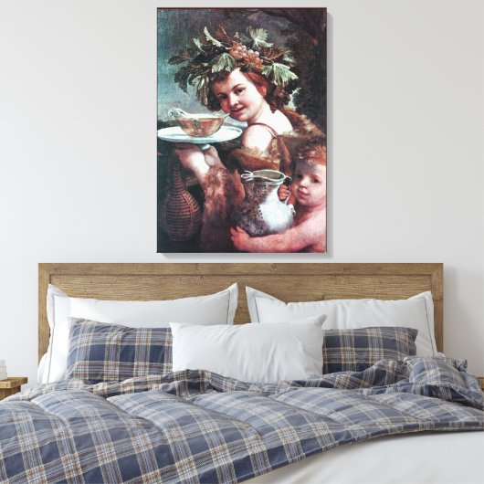 BACCHUS, DRUIVEN EN WITTE WIJN CANVAS AFDRUK (Insitu (Slaapkamer))