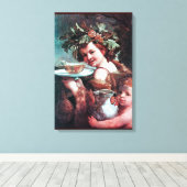 BACCHUS, DRUIVEN EN WITTE WIJN CANVAS AFDRUK (Insitu (Houten vloer))