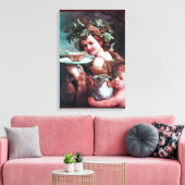 BACCHUS, DRUIVEN EN WITTE WIJN CANVAS AFDRUK (Insitu (Woonkamer))