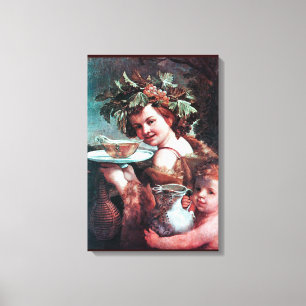 BACCHUS, DRUIVEN EN WITTE WIJN CANVAS AFDRUK