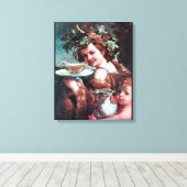 BACCHUS, DRUIVEN EN WITTE WIJN CANVAS AFDRUK (Insitu (Houten vloer))