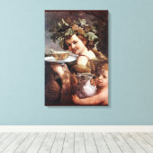BACCHUS, DRUIVEN EN WITTE WIJN CANVAS AFDRUK (Insitu (Houten vloer))