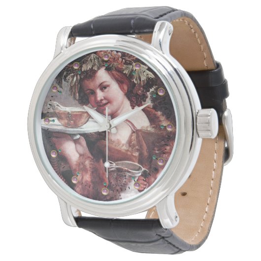 BACCHUS, DRUIVEN EN WITTE WIJN HORLOGE (Gekanteld)
