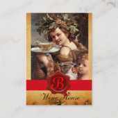 BACCHUS, DRUIVEN, WITTE WINE ROOD WAX SEAL PARCHCH VISITEKAARTJE (Achterkant)