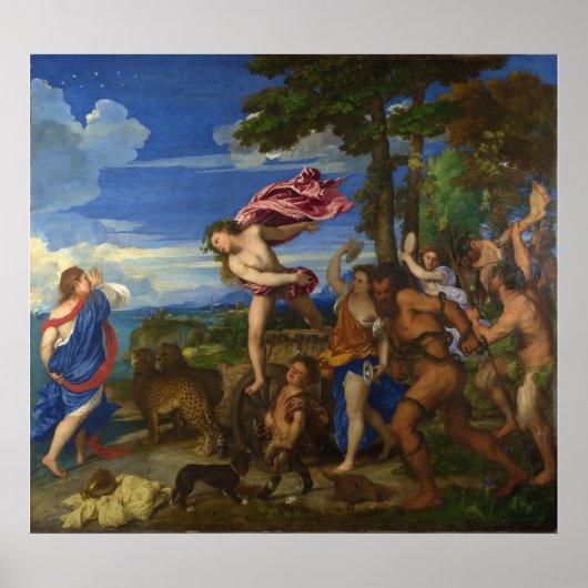 Bacchus en Ariadne van Titiaan Poster (Voorkant)