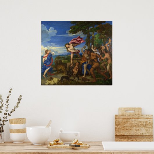 Bacchus en Ariadne van Titiaan Poster (Keuken)