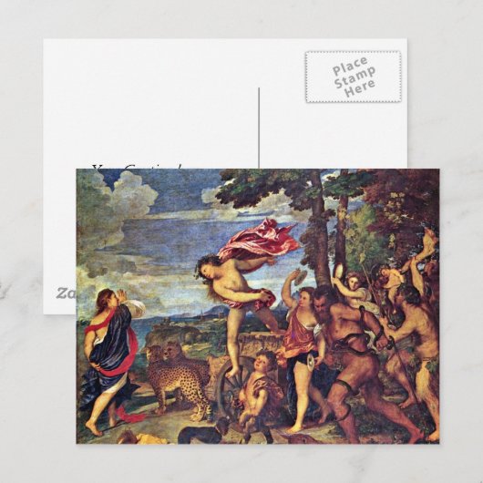 Bacchus en Ariadne " van Tizian (beste kwaliteit) Briefkaart (Voorkant / Achterkant)