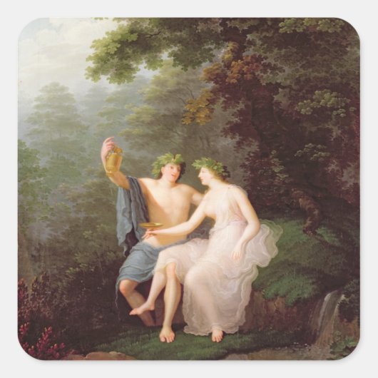 Bacchus en Ariadne Vierkante Sticker (Voorkant)