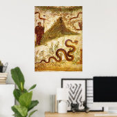 Bacchus en Serpent Agathodaimon in Pompeii Poster (Thuiskantoor)