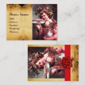 BACCHUS, GRAPES, ROOS RODE WAX-VERZEGELING VISITEKAARTJE (Voorkant / Achterkant)