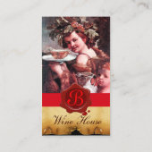 BACCHUS, GRAPES, ROOS RODE WAX-VERZEGELING VISITEKAARTJE (Achterkant)