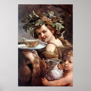 BACCHUS MET DRUIVEN EN WIJN POSTER