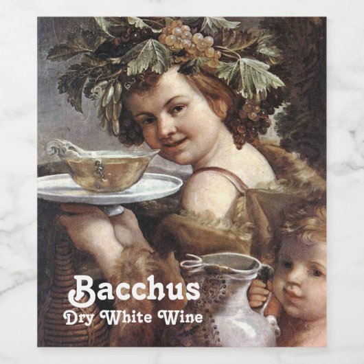 BACCHUS MET DRUIVEN EN WIT WIJN ETIKET (Enkel label)
