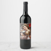 BACCHUS MET DRUIVEN EN WITTE WIJN RODE LAKZEGEL WIJN ETIKET (Voorkant)