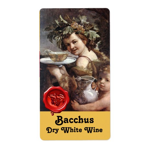 BACCHUS MET DRUIVEN EN WITTE WINE RODE WAXSEAL ETIKET (Voorkant)