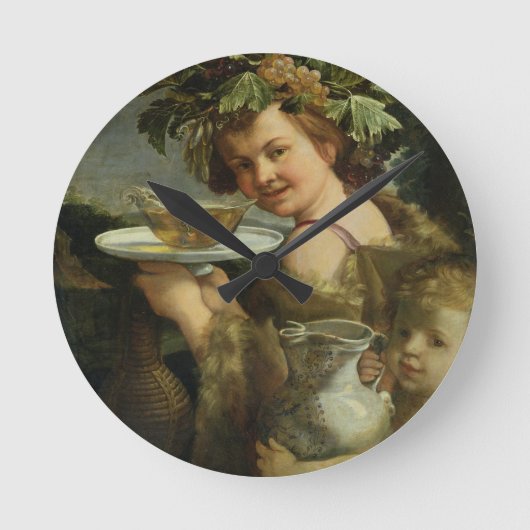 Bacchus (olie op canvas) ronde klok (Voorkant)