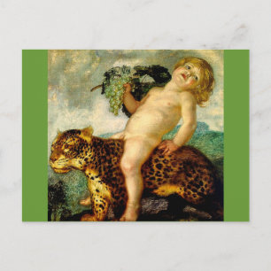 Bacchus rijdt op een luipaard briefkaart