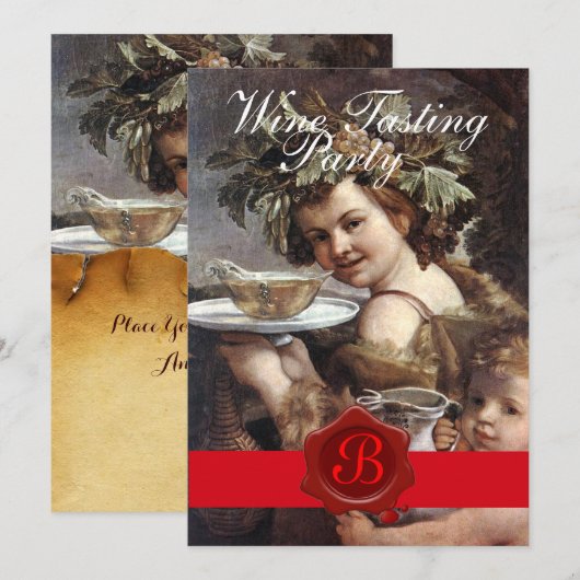 BACCHUS, WIJNPROEVERIJ FEest RODE WAX ZEGEL PERKAM Kaart (Voorkant / Achterkant)