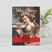 BACCHUS, WINE TASTPARTIJ RODE WAX SEAL PARCHMENT KAART (Staand voorkant)
