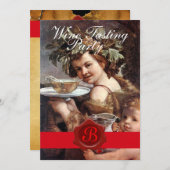 BACCHUS, WINE TASTPARTIJ RODE WAX SEAL PARCHMENT KAART (Voorkant / Achterkant)