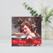 BACCHUS, WINE TASTPARTIJ RODE WAX SEAL PARCHMENT KAART (Staand voorkant)