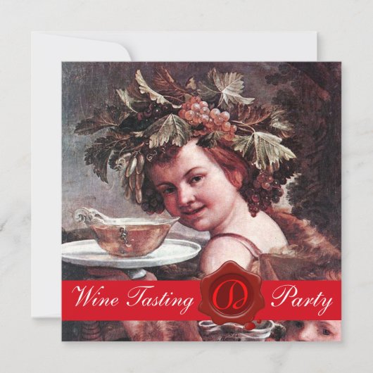 BACCHUS, WINE TASTPARTIJ RODE WAX SEAL PARCHMENT KAART (Voorkant)
