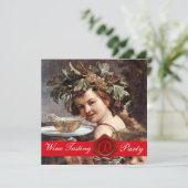 BACCHUS, WINE TASTPARTIJ RODE WAX SEAL PARCHMENT KAART (Staand voorkant)