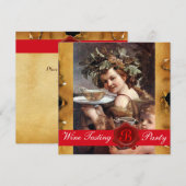 BACCHUS, WINE TASTPARTIJ RODE WAX SEAL PARCHMENT KAART (Voorkant / Achterkant)