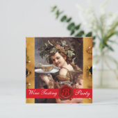 BACCHUS, WINE TASTPARTIJ RODE WAX SEAL PARCHMENT KAART (Staand voorkant)