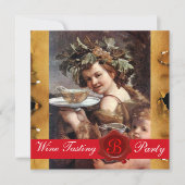 BACCHUS, WINE TASTPARTIJ RODE WAX SEAL PARCHMENT KAART (Voorkant)