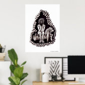 Bacchusgod van de zwarte en witte wijntekening poster (Thuiskantoor)