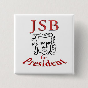 Bach als President Vierkante Button 5,1 Cm