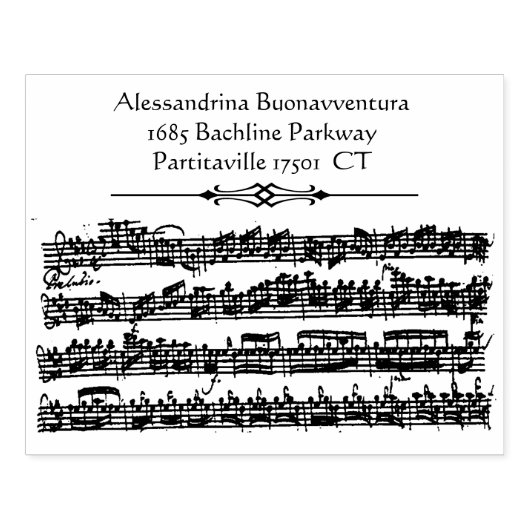 Bach Antiek Muziek Aangepaste Naam Adres Rubberstempel (Afrduk)